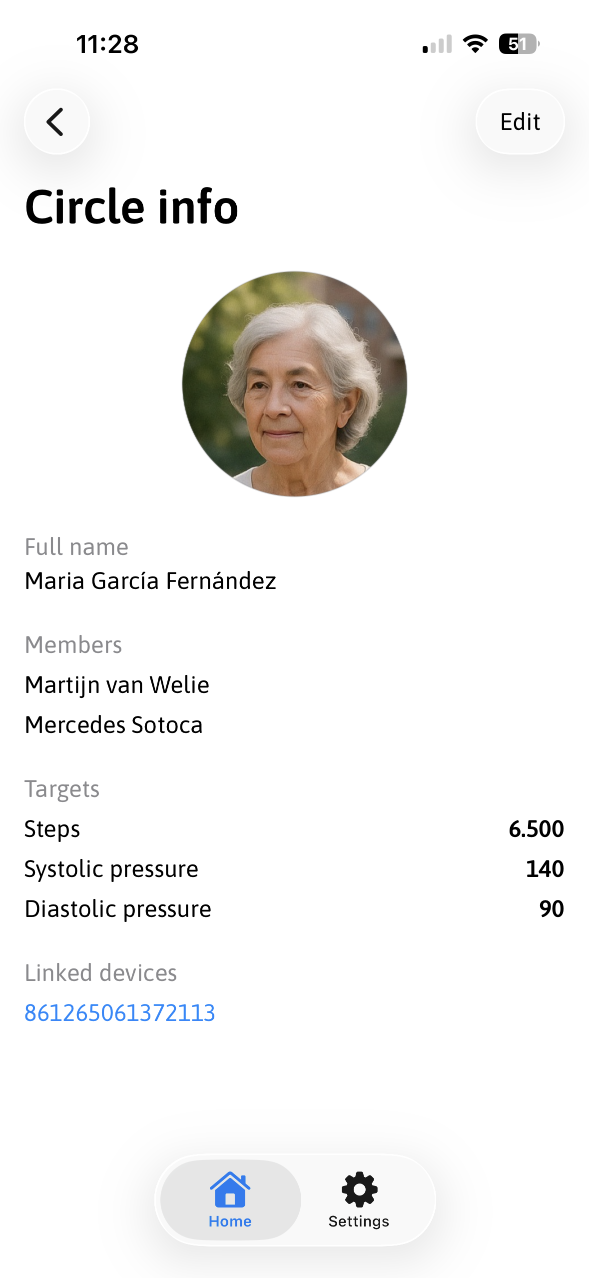 Care Circle watch showing the time and safety heart icon