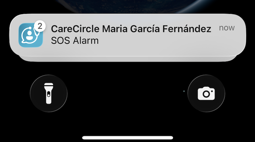 Care Circle safety alert notification on a phone